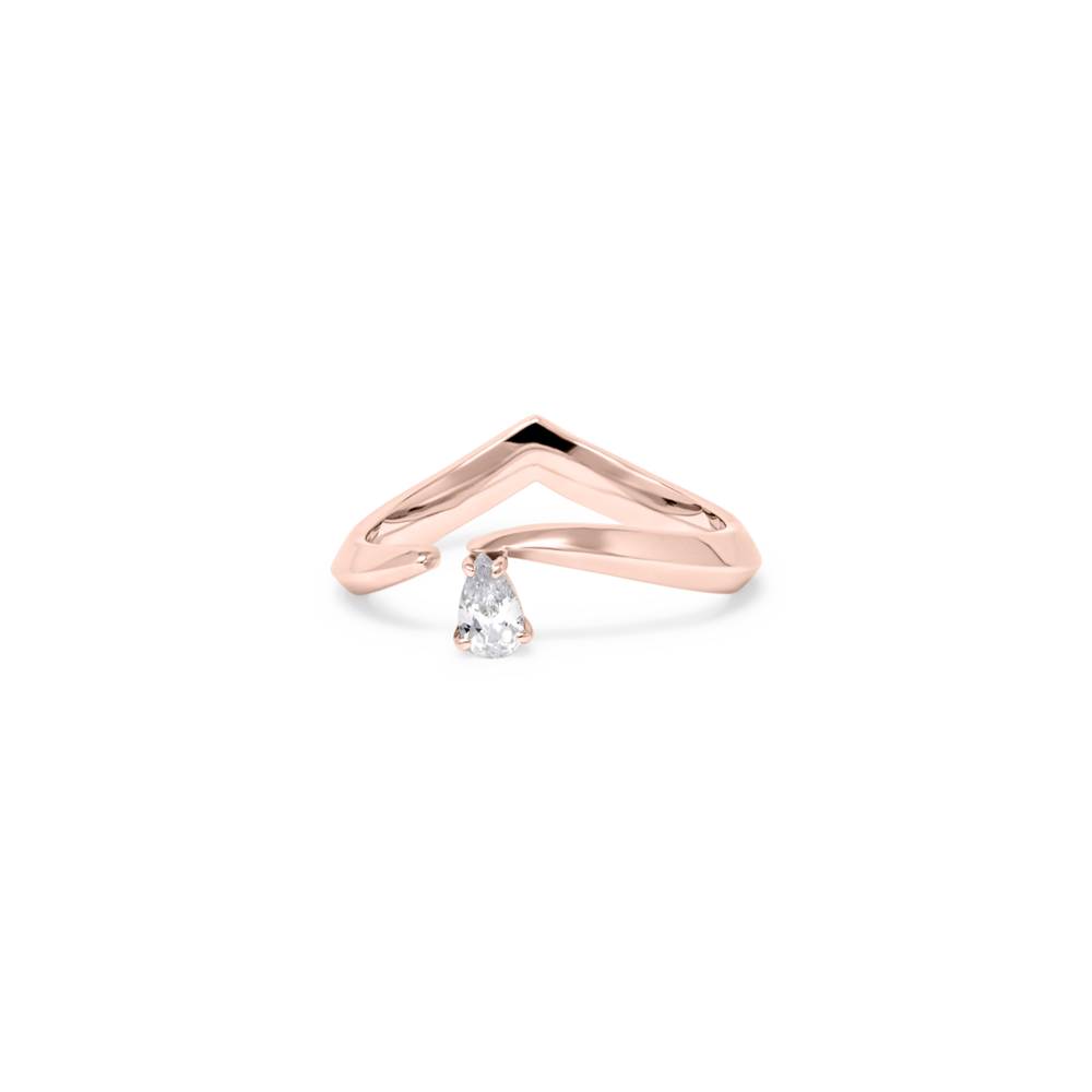 EDXU London product photo of Tears Drop Ring in 18k rose gold vermeil with pear-cut white topaz