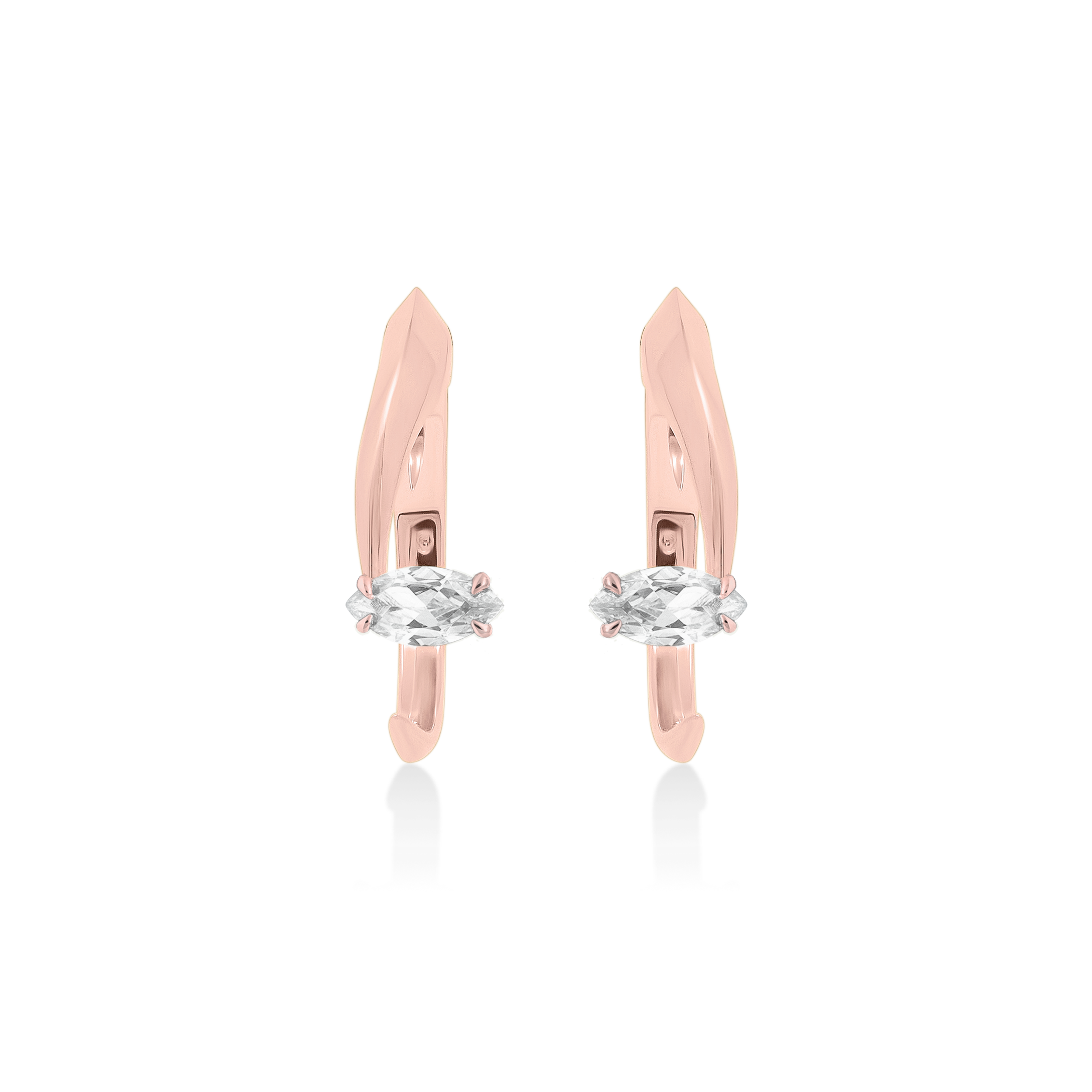EDXU London product photo of Tears Marquise Earrings in 18k rose gold vermeil with marquise-cut white topaz