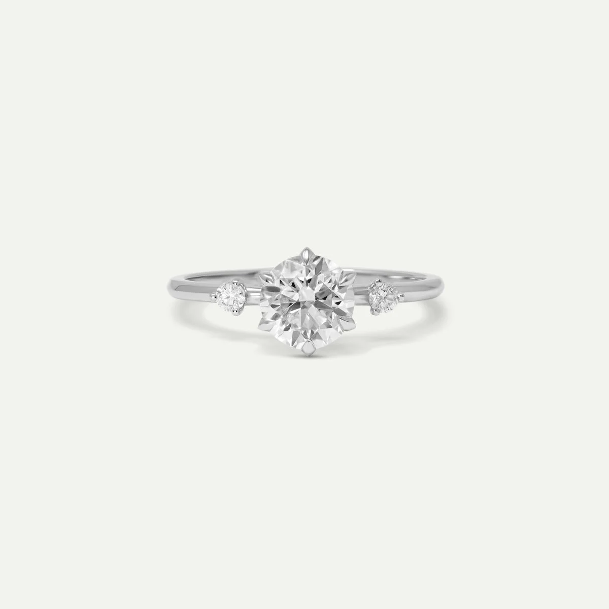 Modern engagement ring Amelia in platinum with round brilliant-cut white diamonds from EDXU bespoke jeweller London