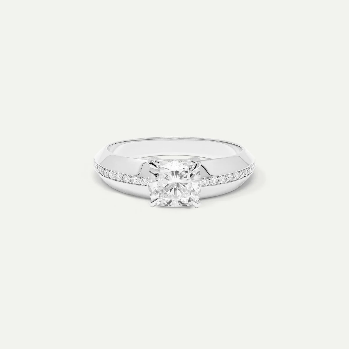 bespoke alternative engagement ring in 18ct white gold with marquise-cut white diamond and diamonds pave from EDXU London custom jeweller