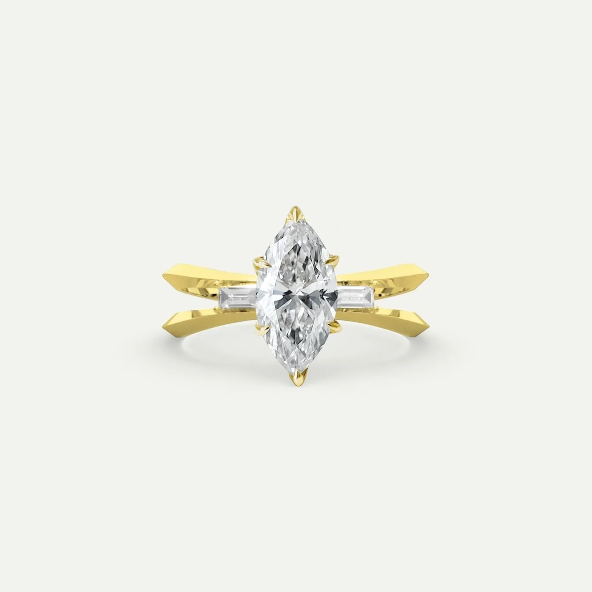 Alternative engagement ring Akna in 18ct white gold with marquise-cut white diamond and diamonds pave from EDXU London bespoke jewellery