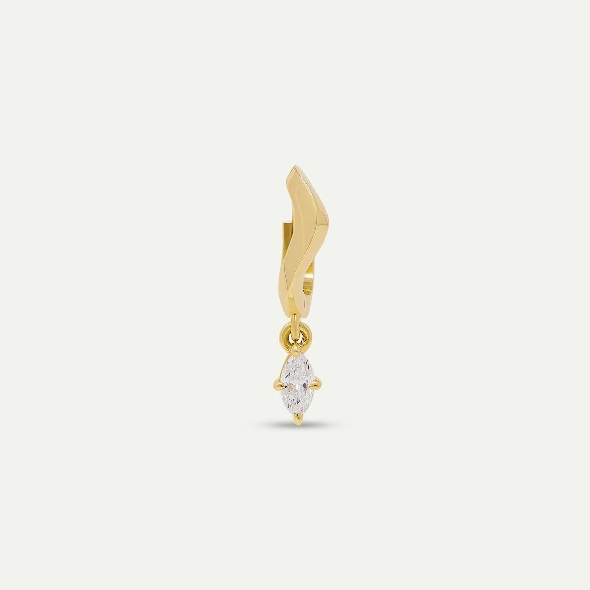 dune belly ring in 18k yellow gold with marquise-cut white diamond from EDXU bespoke jeweller London