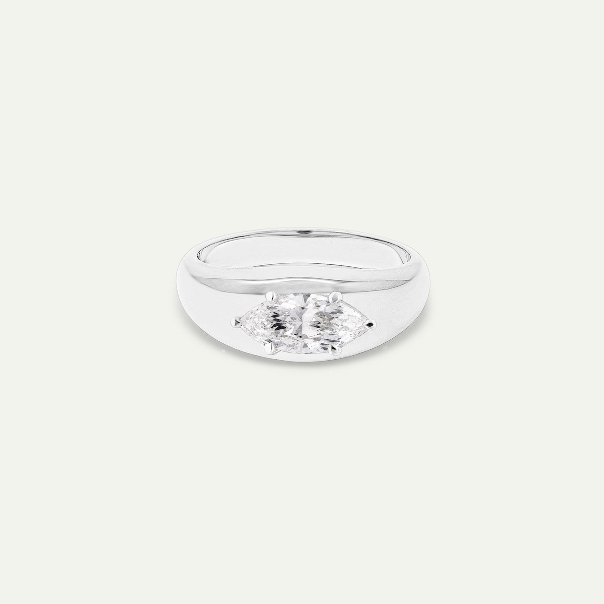 custom alternative engagement ring in platinum with marquise-cut white diamond EDXU London bespoke jewellery