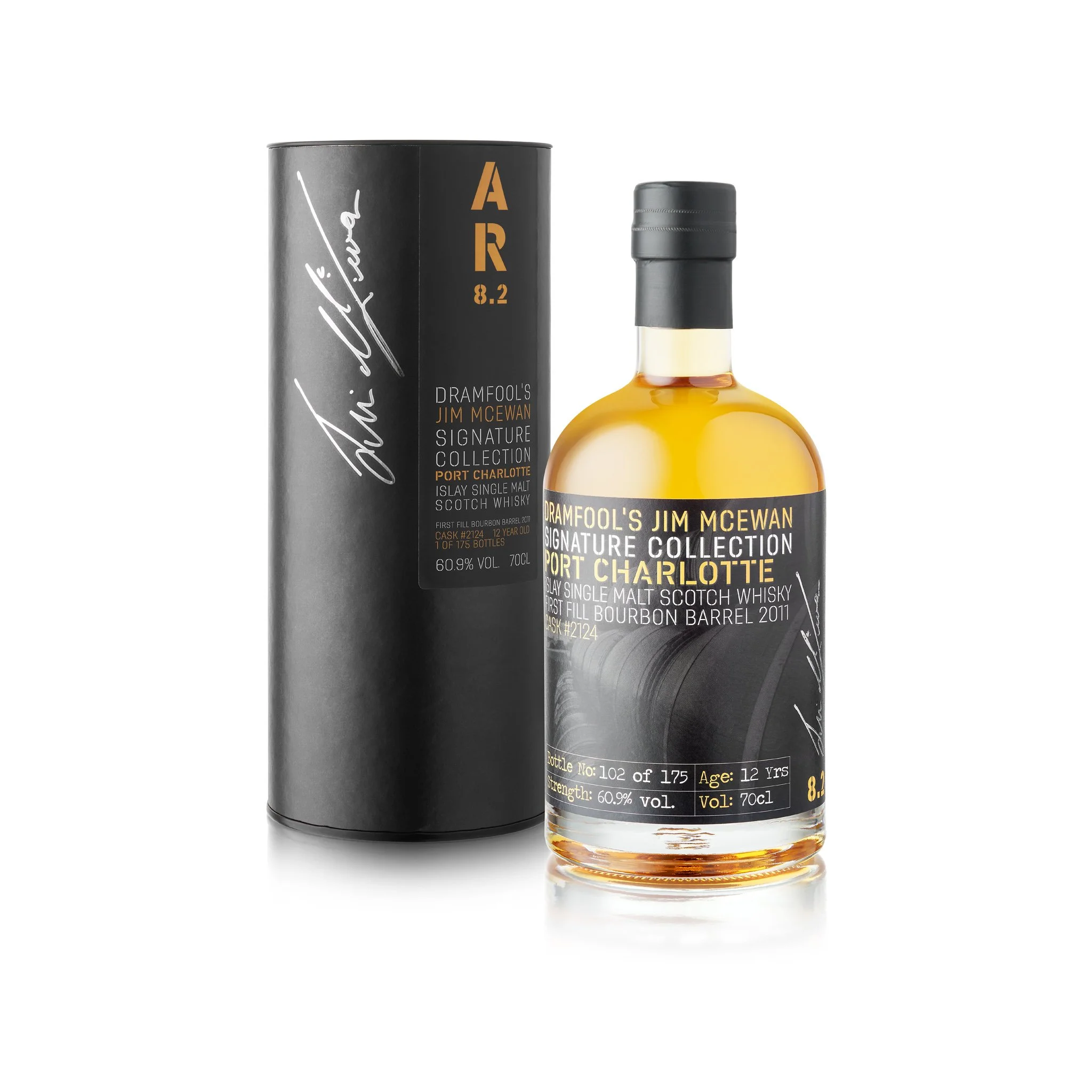 Jim McEwan Signature Collection; 8.2 Port Charlotte 12-year old  1st fill Bourbon barrel