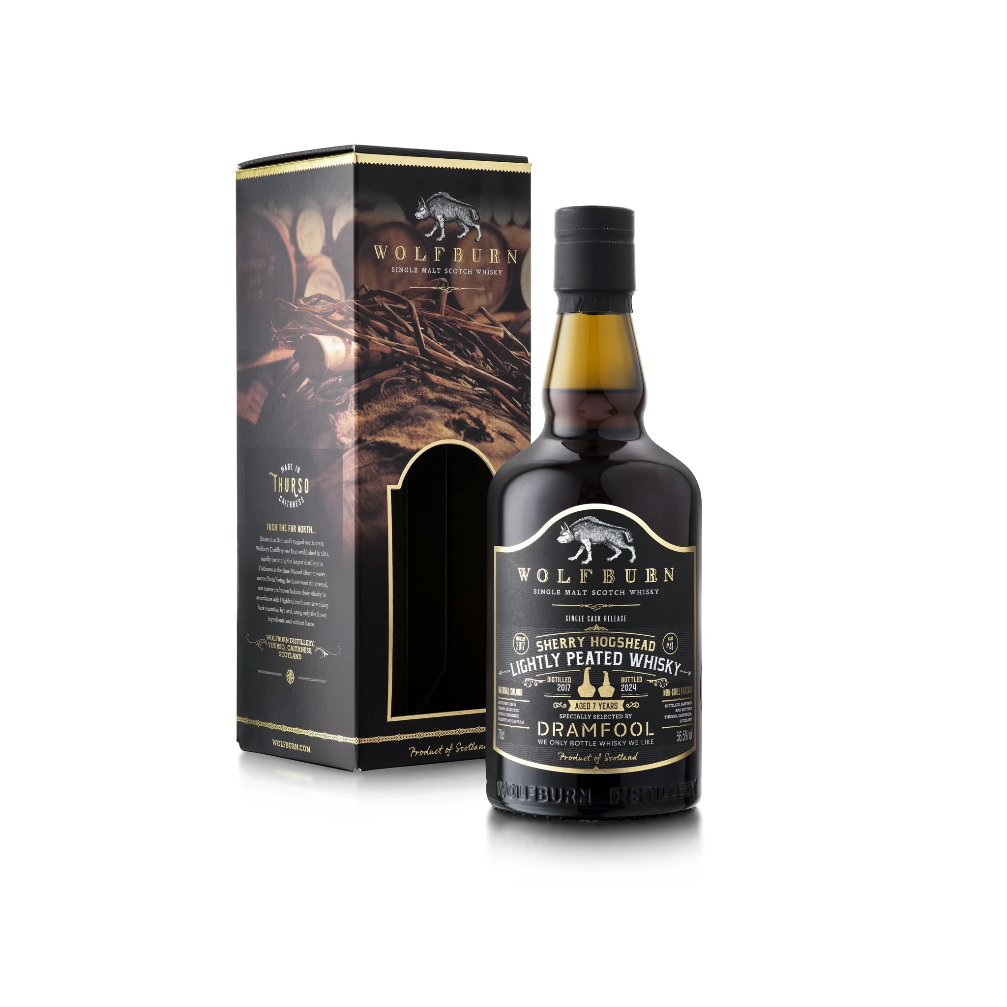 Dramfool’s Wolfburn peated, first fill STR PX Hogshead, 7 years old, 56.5%