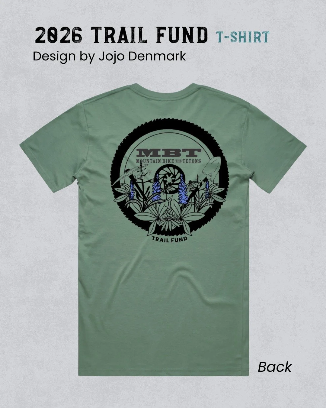 In case you missed it! We are loving this year's Trail Fund T-shirt design by @jo_denmark inspired by riding bikes and digging trail amongst the wildflowers.

Get your shirt today by making a donation of $60 or more to support trail work in the Teton