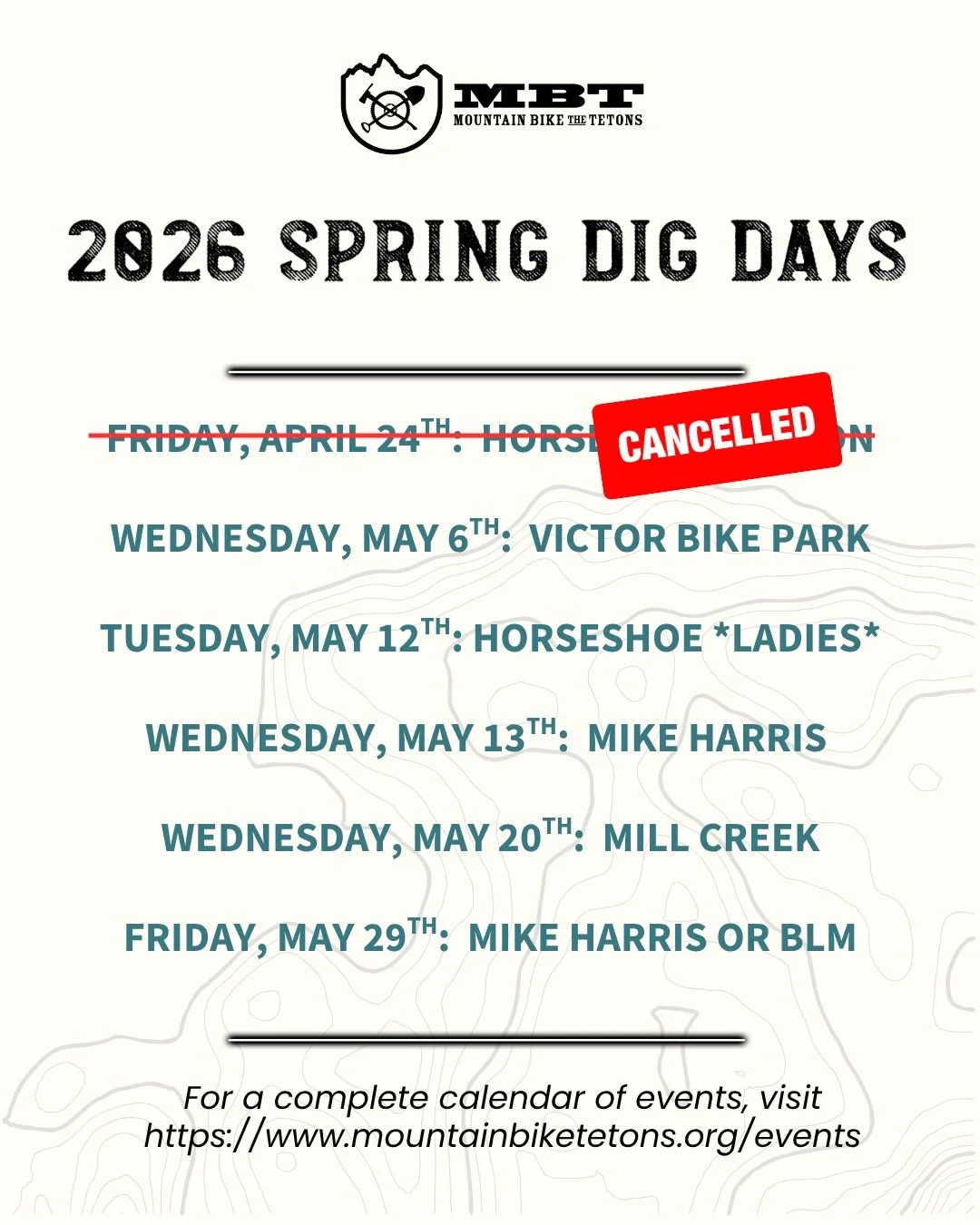 It's *almost* time for our spring dig days to start up! We were planning for our first community dig day to be tomorrow, but with the rain and snow that we're seeing, getting out on the trails tomorrow will do more damage than good. With that, tomorr