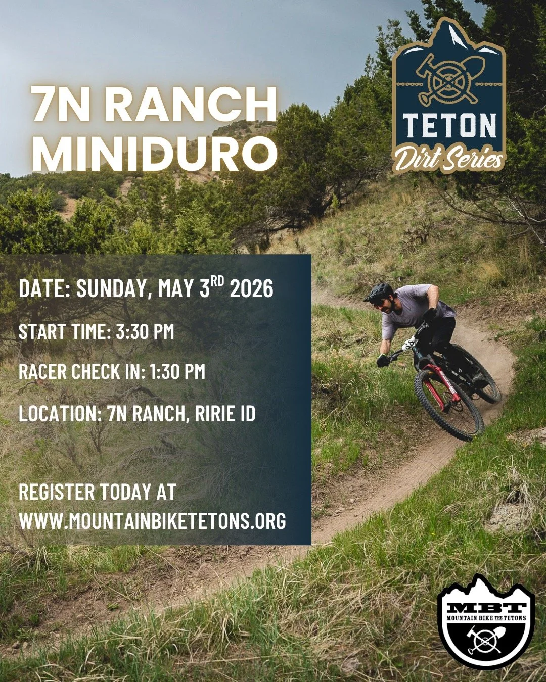 We are less than one week away from our first Teton Dirt Series race of the season, and we could not be more excited! Get ready for the second annual 7N Ranch Miniduro. This enduro-style race will feature multiple stages at everyone&rsquo;s favorite 
