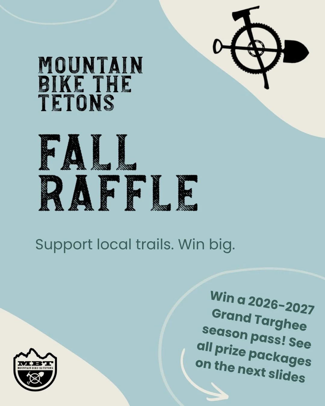 Introducing... the 2026 Fall Raffle for the Trails! In celebration of an incredible season, we've teamed up with local businesses to create a fall raffle with some amazing prizes. All money raised goes right back to our organization's mission. Check 