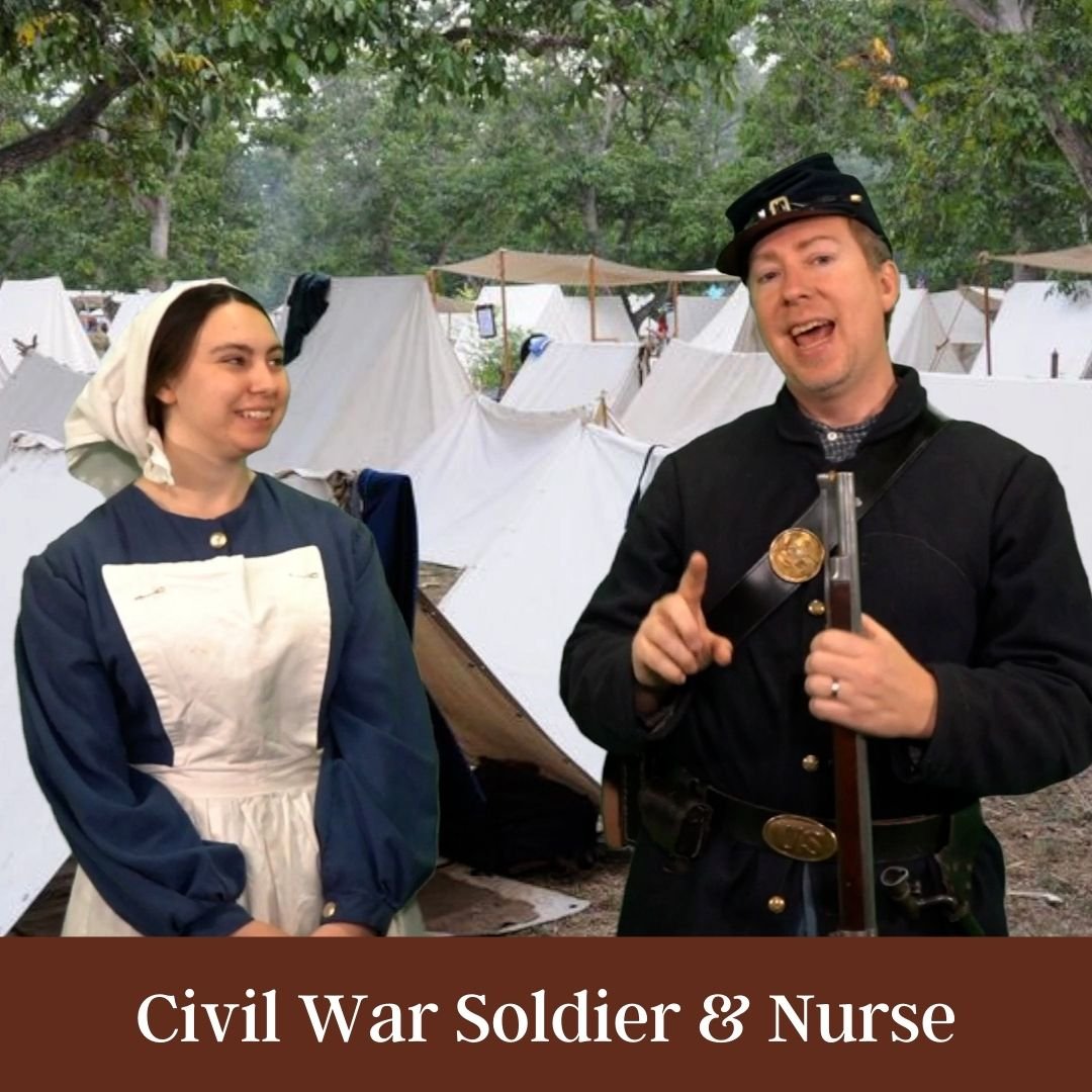 A Civil War soldier and nurse share their experiences of the war including equipment, weapons, and rations. This program can be from either a Union or Confederate perspective.