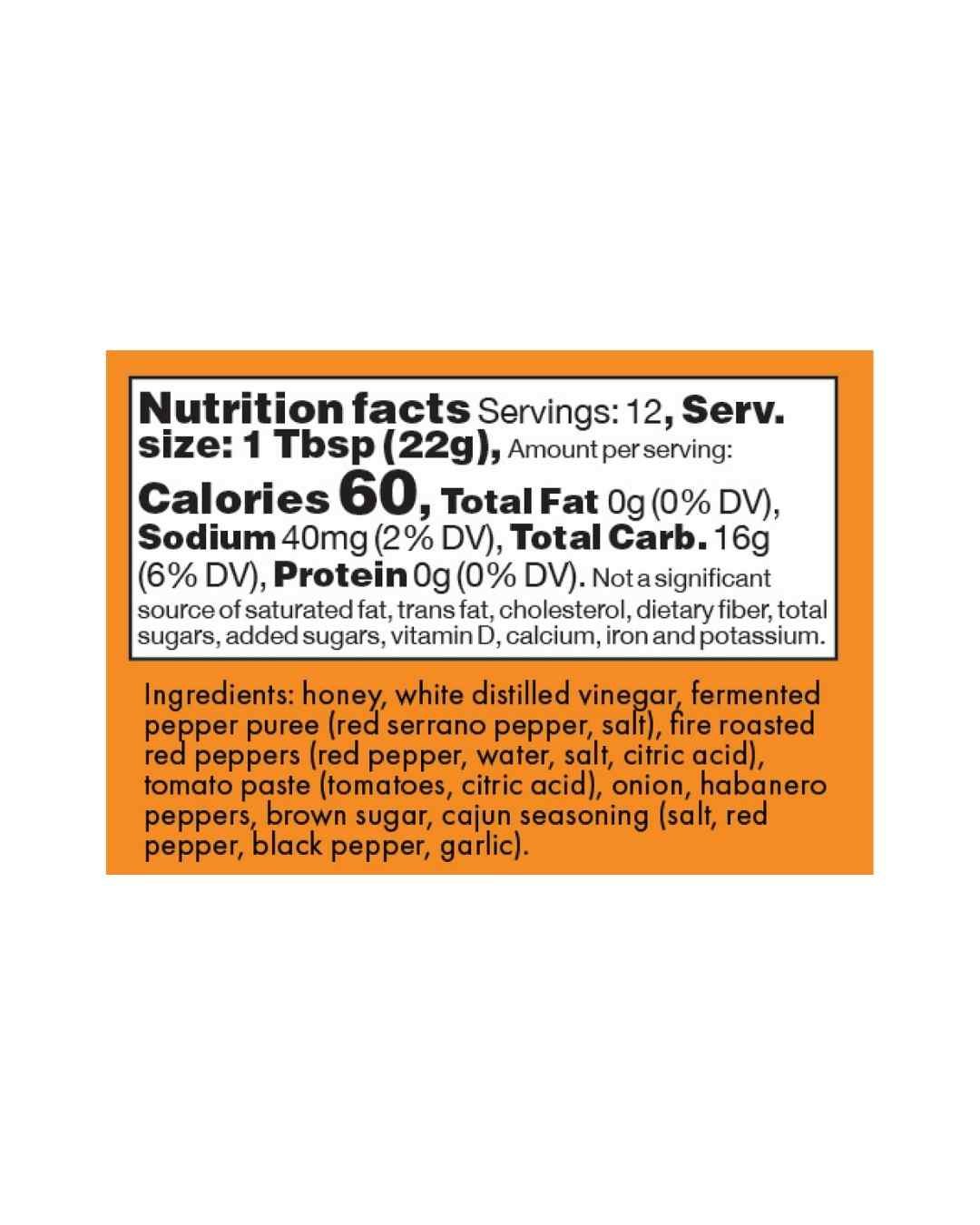 fermented hot sauce set - hot honey nutritional facts