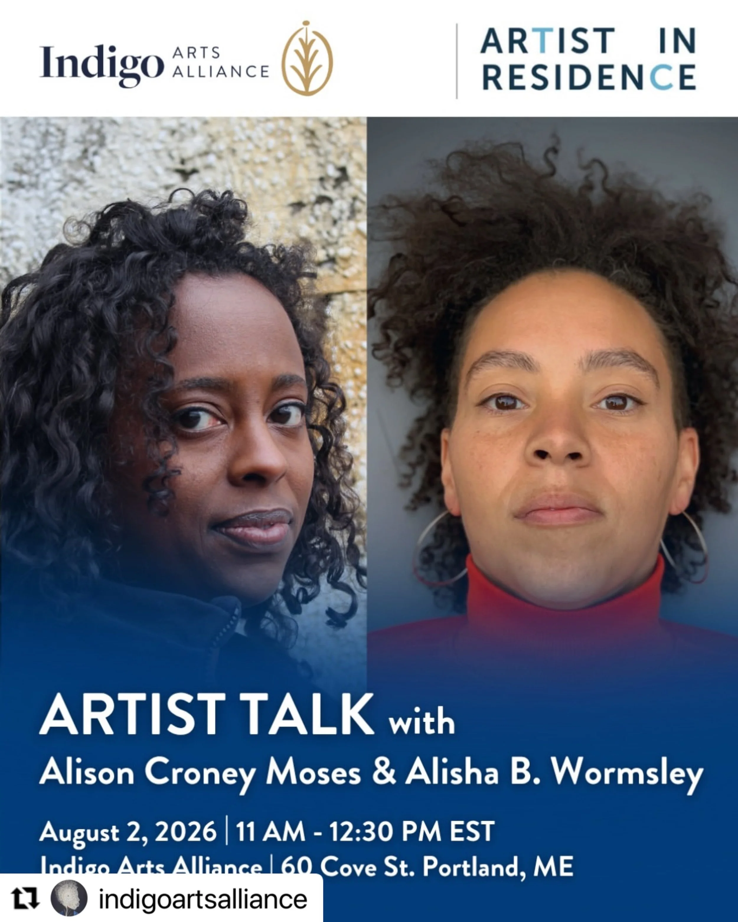 #Repost @indigoartsalliance with @use.repost
・・・
We&rsquo;ve loved watching our July Mentorship AiRs, Alison Croney Moses (local) and Alisha B. Wormsley (visiting), settle into their residency rhythm over the past few weeks. Alongside time in the stu