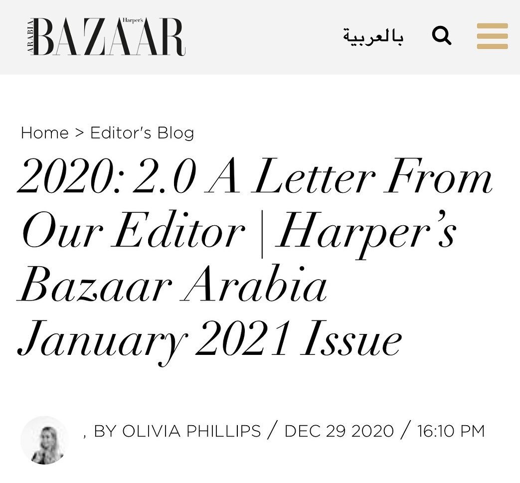 Thank you to the editors of @harpersbazaararabia for the feature story on BIOHACK YOUR BRAIN in the January 2021 issue!  This is a letter from Editor In Chief @oliviaphillipsbazaar discussing the upcoming issue.  The link to the letter is in my bio! 
