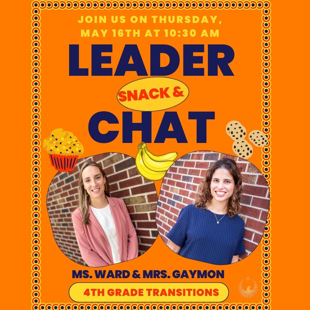 Attention current 4th-grade Phoenix Families! TOMORROW: Join us for our last Leader Snack &amp; Chat of the school year. The Zoom link can be found in the Monday Memo.🗣️ #LeaderSnackAndChat #ResurgenceHall #CharterSchool
