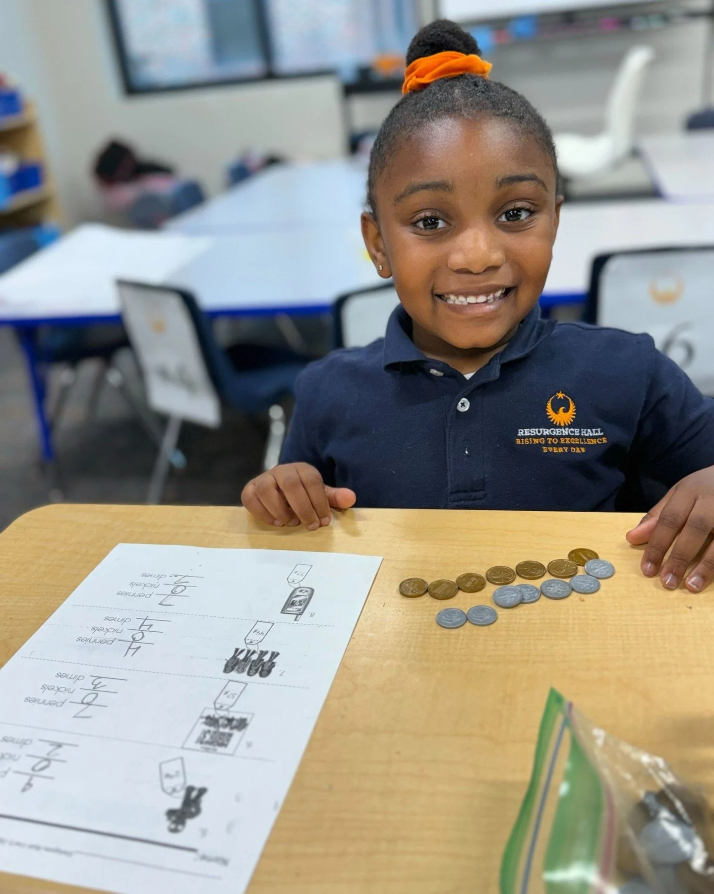 Our Kindergarten scholars are learning all about coins! From pennies to quarters, they&rsquo;re building strong math skills while having fun learning money basics! 💰❤️