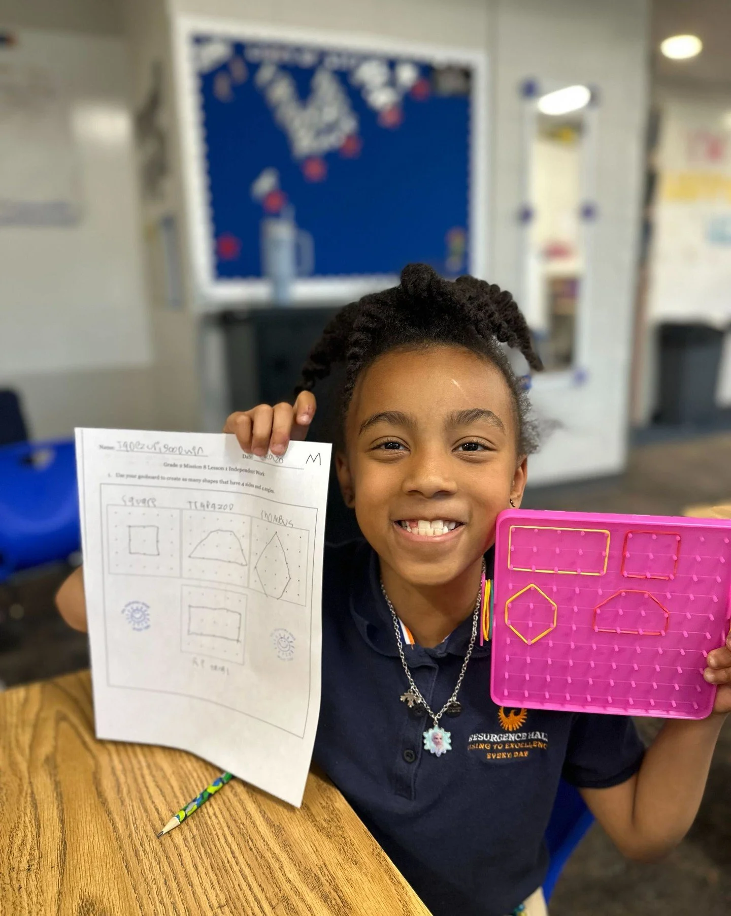 Second grade scholars put their math skills to work by creating shapes with geoboards Hands-on learning makes math even more fun! 🔺🟦✨