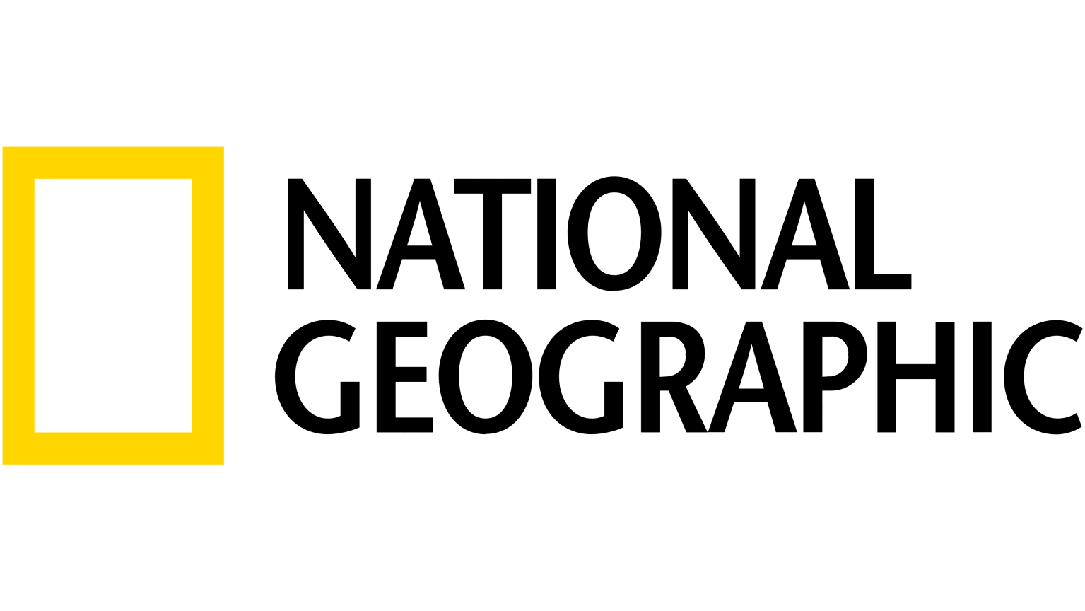 National Geographic logo with yellow rectangle and black text