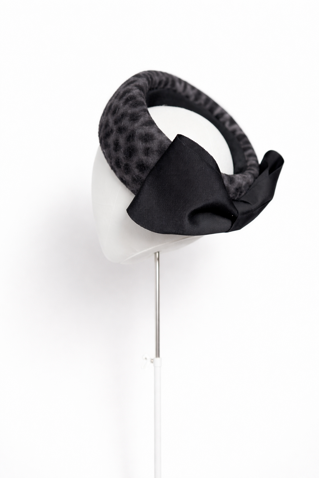 Smokey Grey Leopard Halo with oversized bow