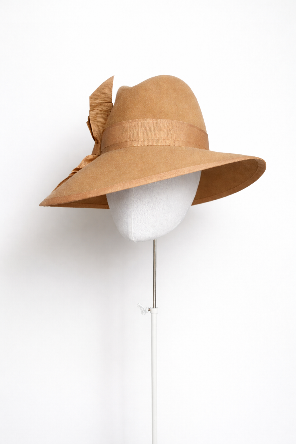 Camel Peachbloom Fedora with Ribbon Bow