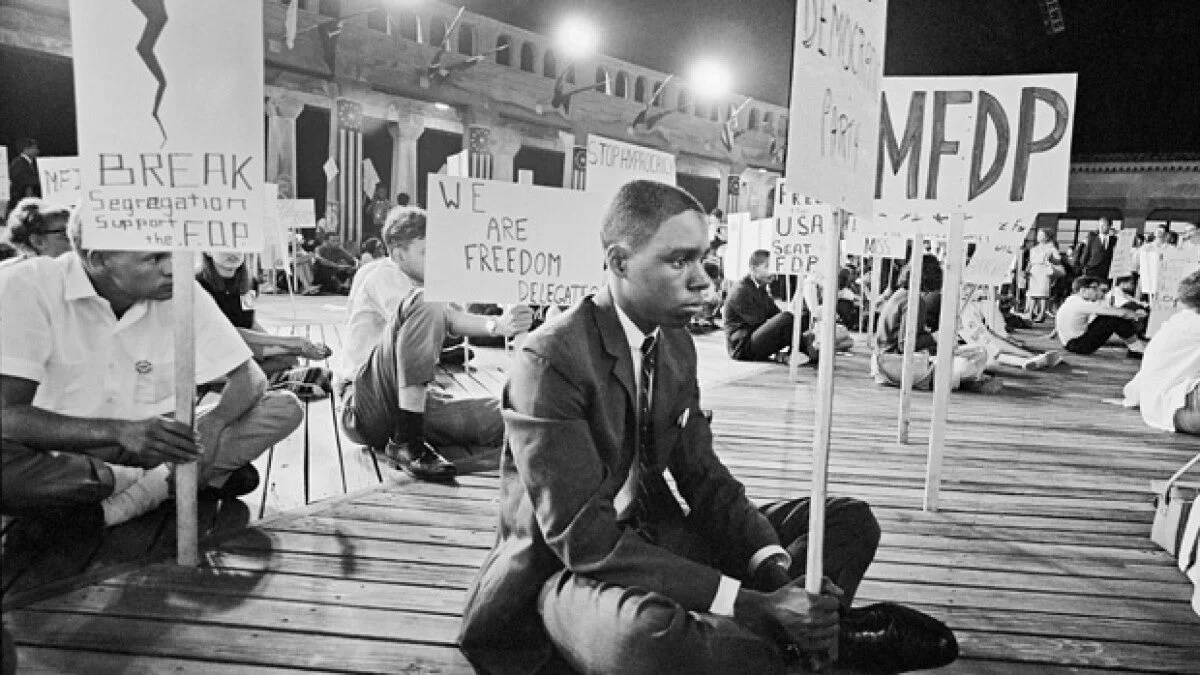 Am MFDP supporter on the boardwalk during the Democratic National Convention in Atlantic City. 