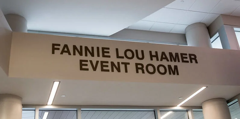 The entrance to the Fannie Lou Hamer Event Room at the Atlantic City campus of Stockton University. 