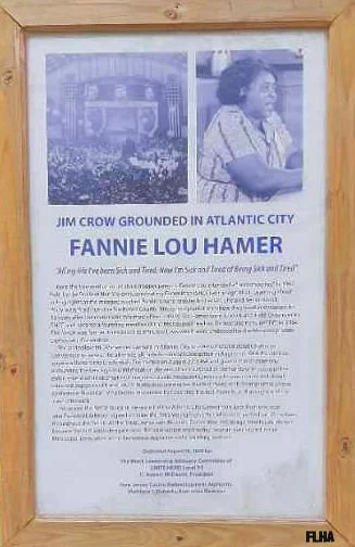 Workers from UNITE HERE! Local 54 erected a marker in Hamer's honor on the Boardwalk in 2020. 