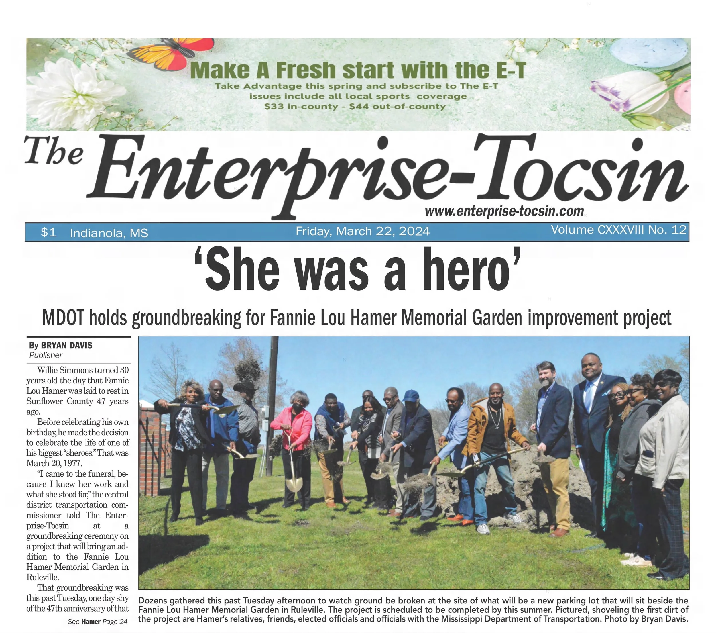An article about MDOT buiiding a parking lot near the memorial garden to accommodate bus tours and visitors. 