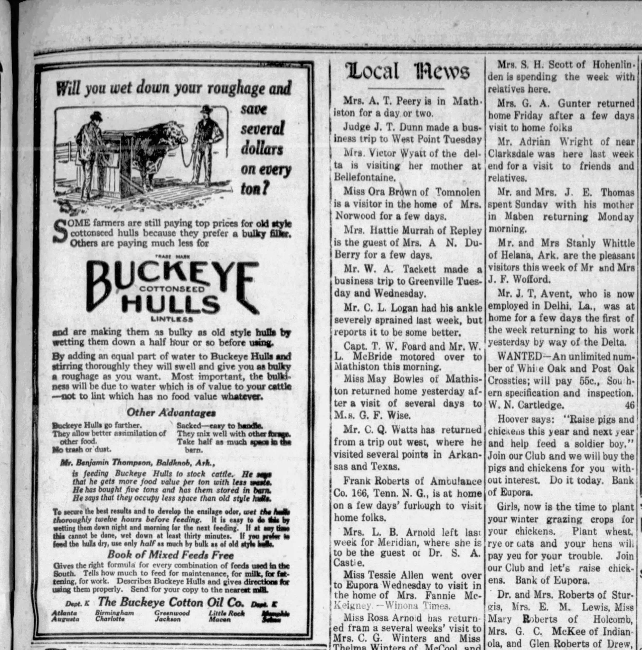 The Progress Warden Nespaper in Webster County from Nov. 15, 2017 over a month after Fannie Lou was born. 