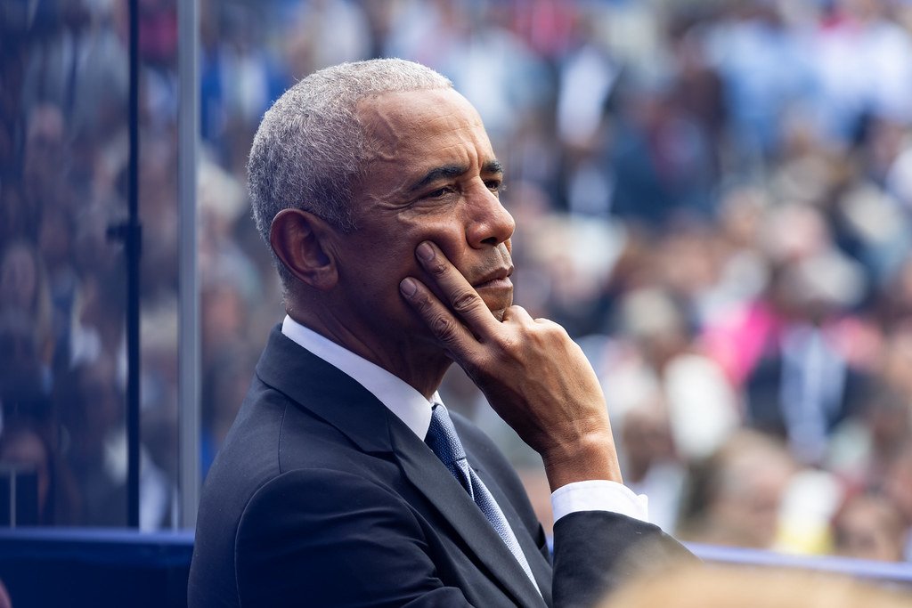 President Obama is reflective as his wife talks about his life and career. 