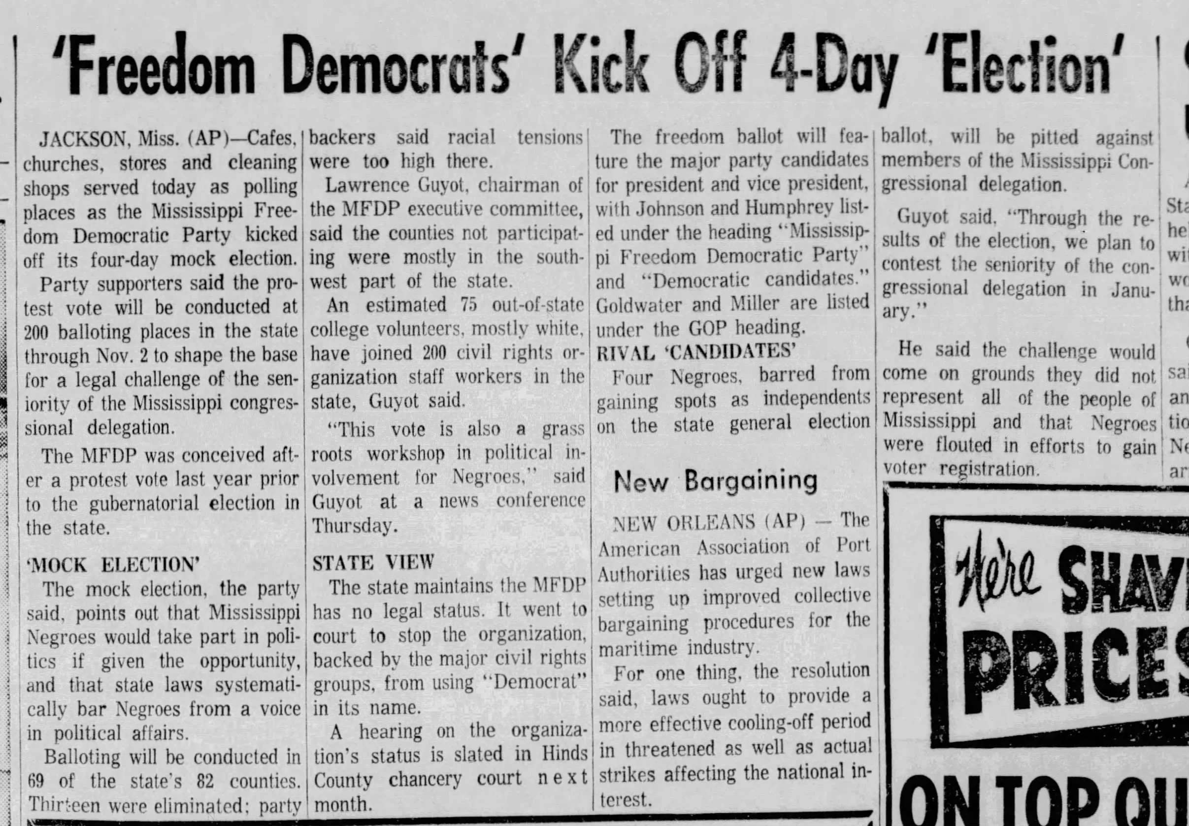 An article about the MFDP in 1964.
