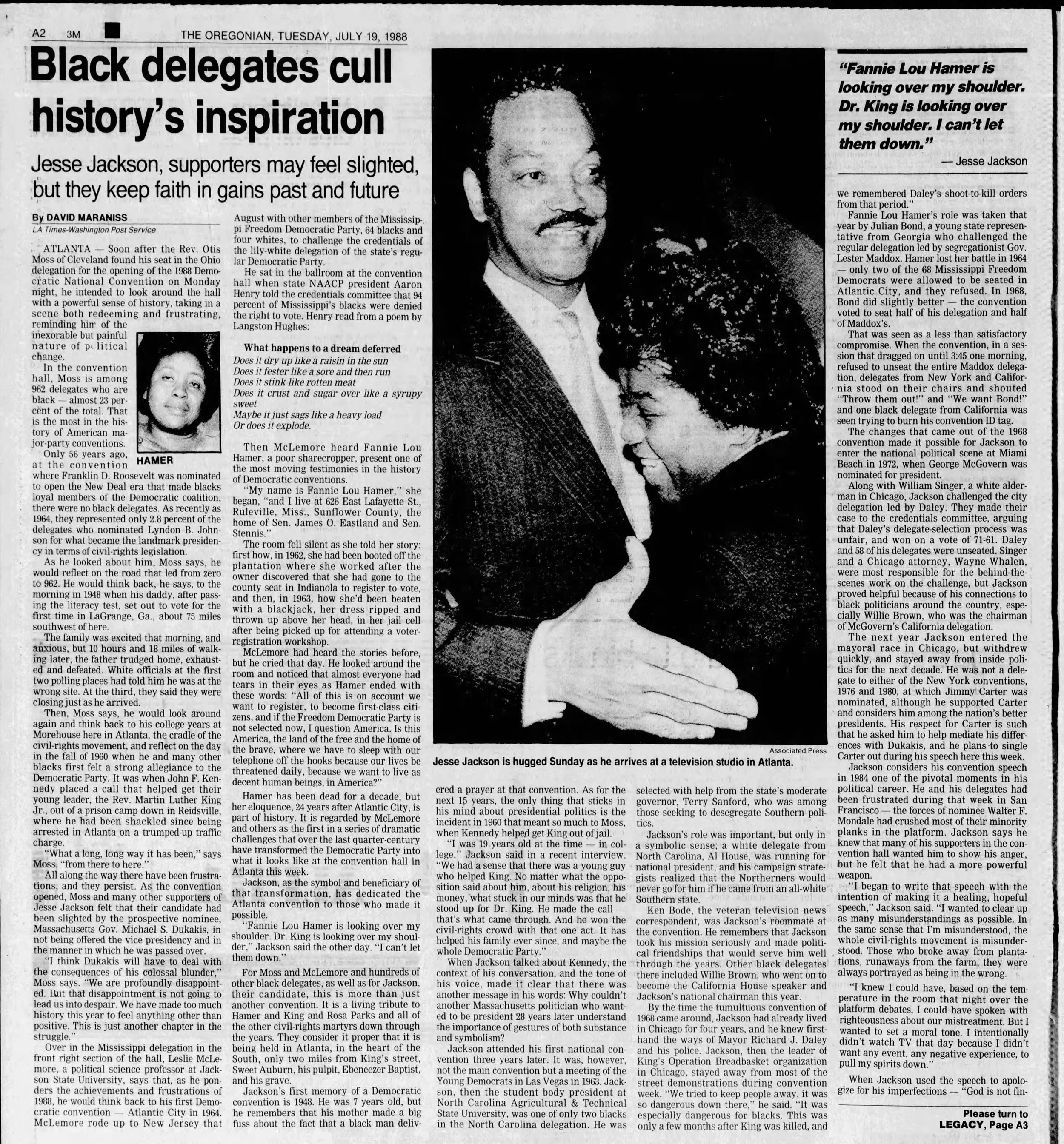 A newspaper article where Hamer gave her address. 