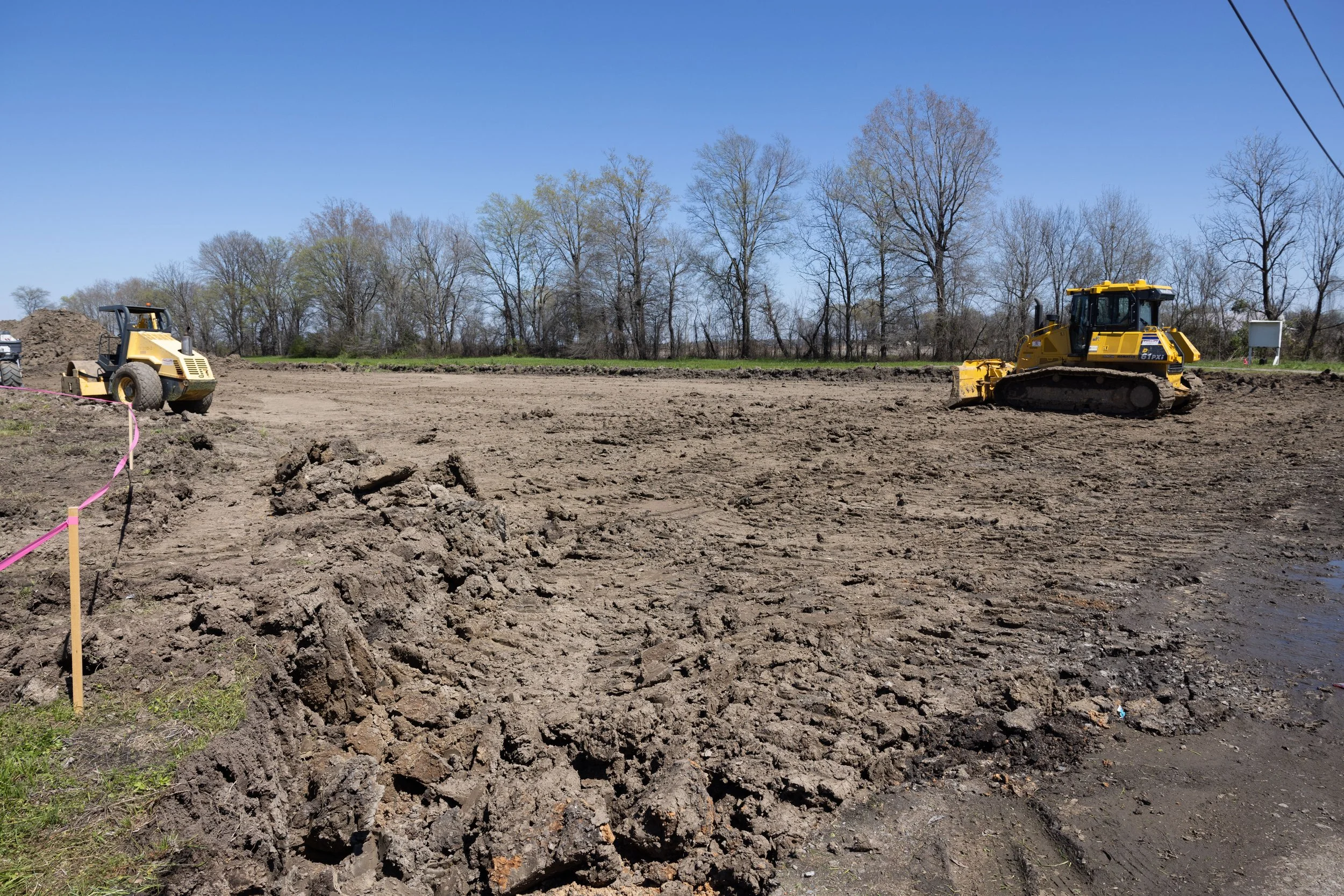 Construction of the new parking lot near the memorial garden and park. 
