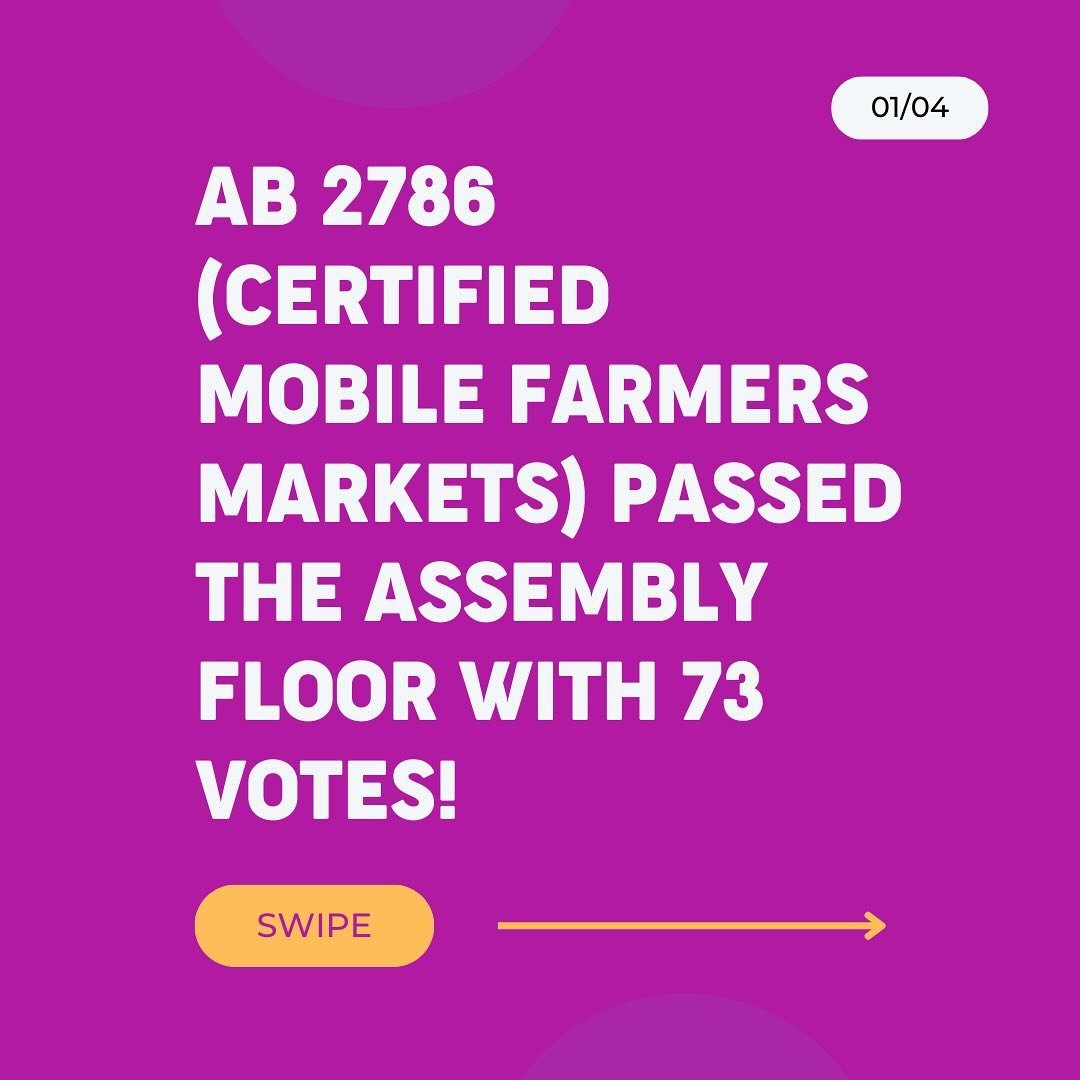 Hooray!! Our bill for the Mobile Farmers&rsquo; Markets and WIC Program passed the assembly and is headed to the senate, stay tuned for more details. @freshapproachbayarea 
@asmmiabonta @asmakilahweber