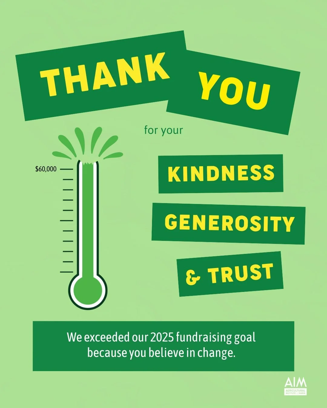 Your contributions magnify our impact. Thank you for believing in the potential for a better food and agriculture system, the power of the collective, and our work here at AIM. We can't wait to see what we can do together this year.