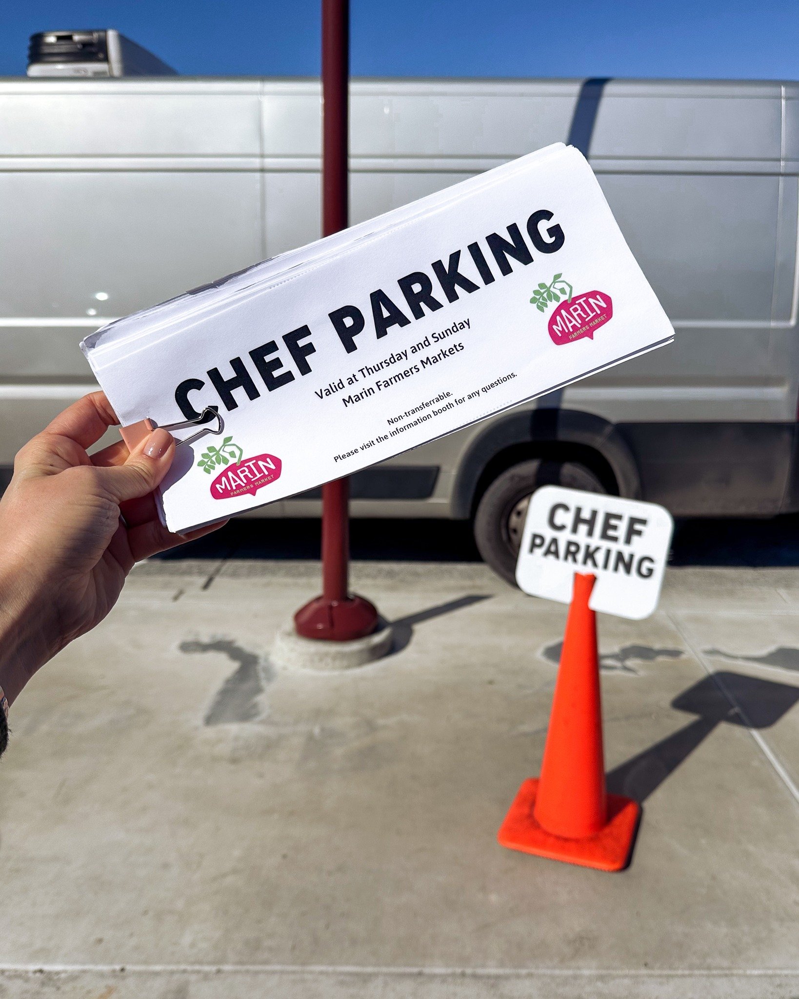 Tag a chef who needs a parking slip! 🚗

Valid at both our Thursday and Sunday Marin Markets. Snag a premium parking spot at the front, pick up a slip for your dash at the Information Booth when you grab a chef's cart. Easy loading and unloading for 