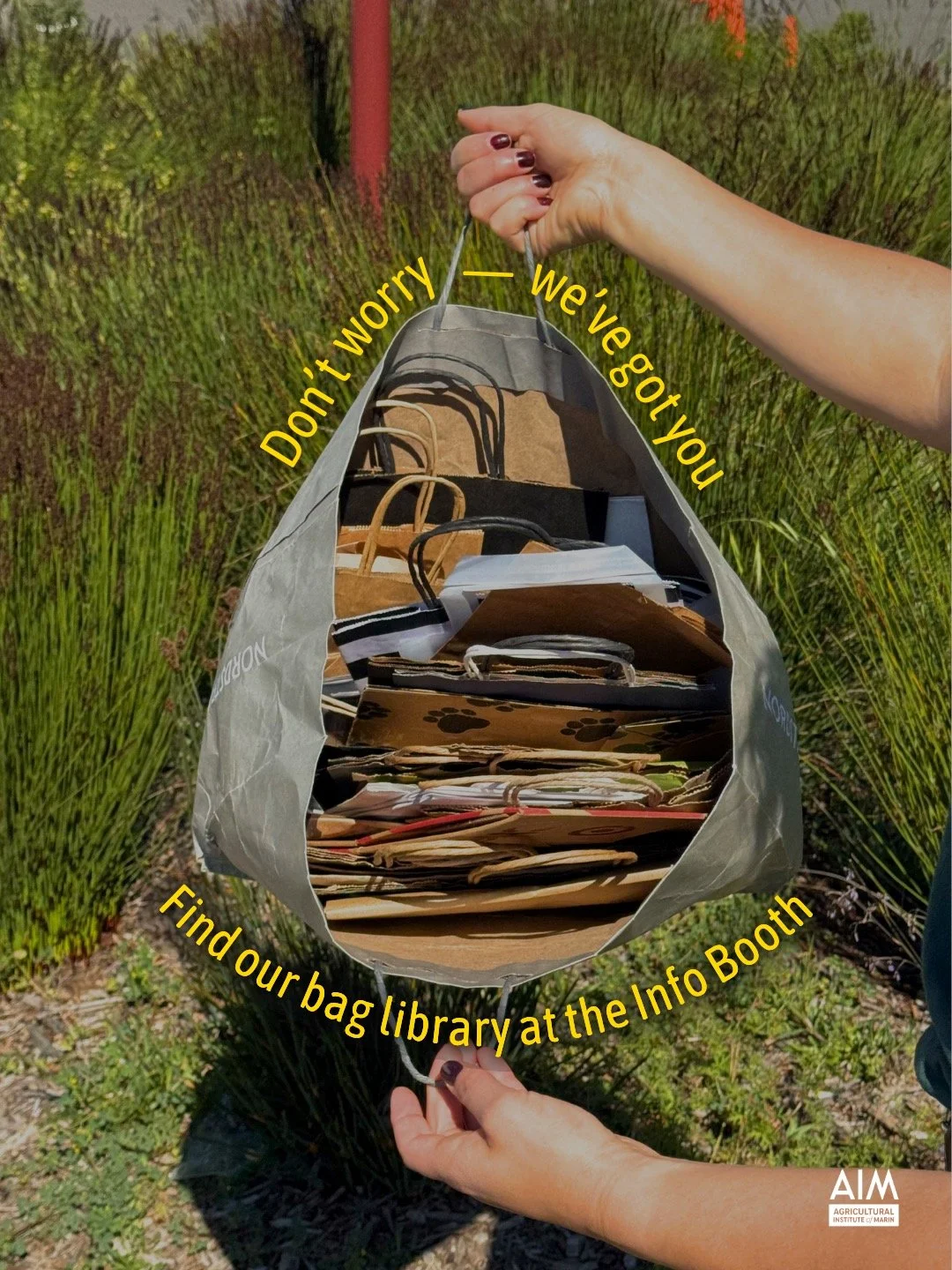 POV: You're at the market but forgot your reusable bags at home.

Come see us at the Info Booth and grab a bag from our Take a Bag, Leave a Bag bin. Have a stack of unused totes at home? Drop them off next time! Just small ways we can all help each o