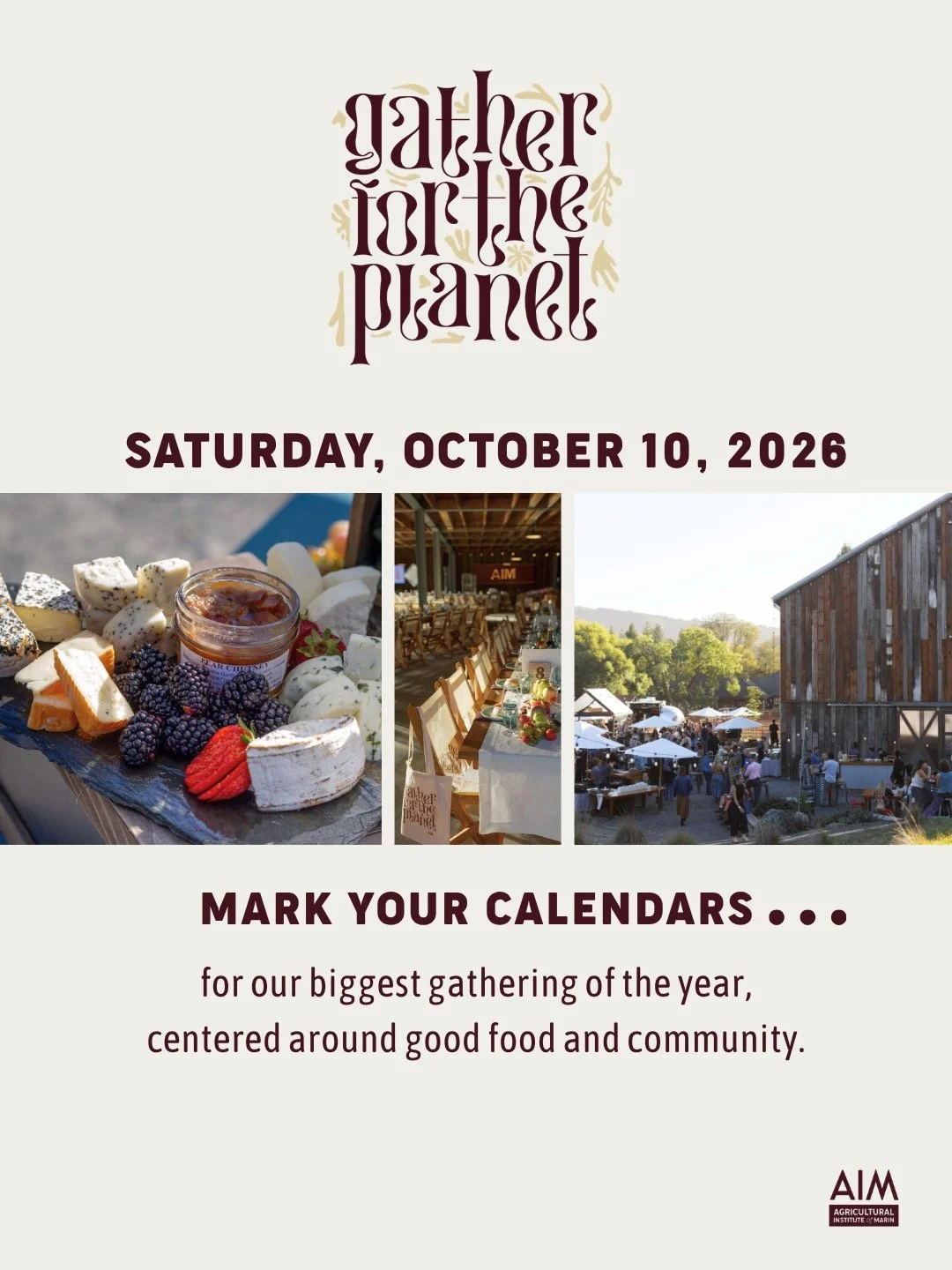 Save the date for Gather for the Planet 2026!

Stay tuned for more details on the chefs, farmers, and makers who will bring this experience to life. Our farm-to-table feast and stories that celebrate our local foods highlight what make this agricultu