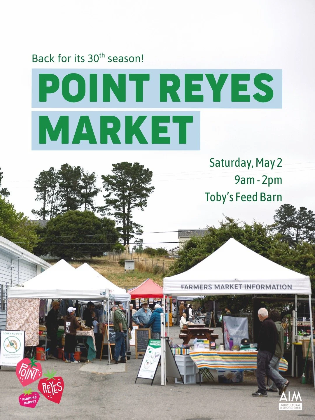 The 30th season of the Point Reyes Farmers Market kicks off this Saturday, May 2!

We&rsquo;re starting the season strong with a 9am ribbon cutting to mark opening day. Bring the kids&mdash;we&rsquo;ll have a festive Mother&rsquo;s Day craft to get a