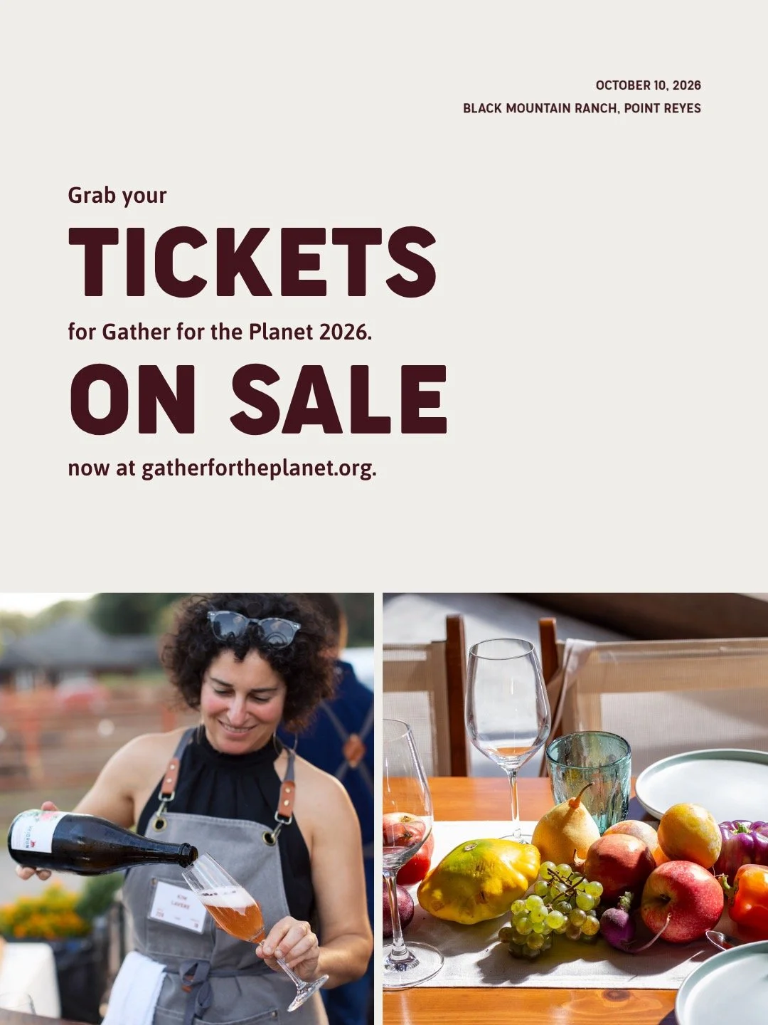 Gather for the Planet tickets are LIVE. Join us for what&rsquo;s become a beloved tradition.

The golden hills of West Marin are the backdrop for this one-of-a-kind event. Chefs @lauraandsayat of @dalidasf and @mariaisabelsf_ have crafted a seasonal 
