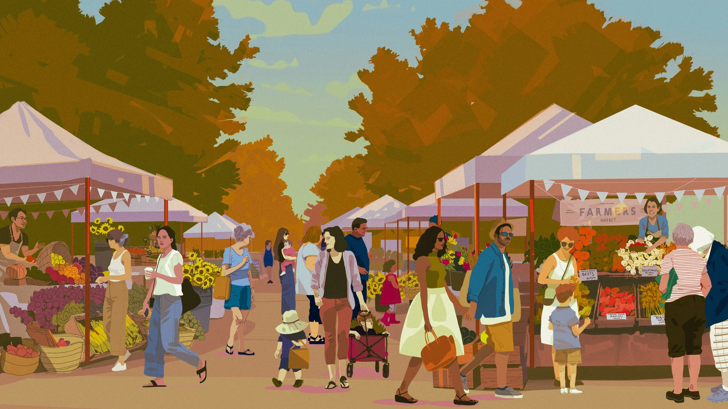 Weekly Farmers Market with Market Vendor Tents