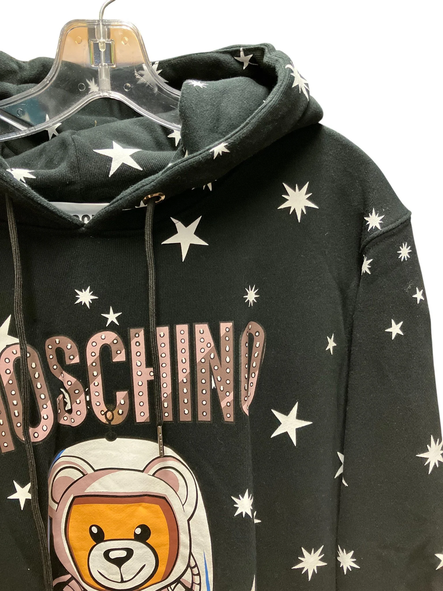 NEW Moschino x Print Temps Spaceship Teddy Hoodie, Black, Men's