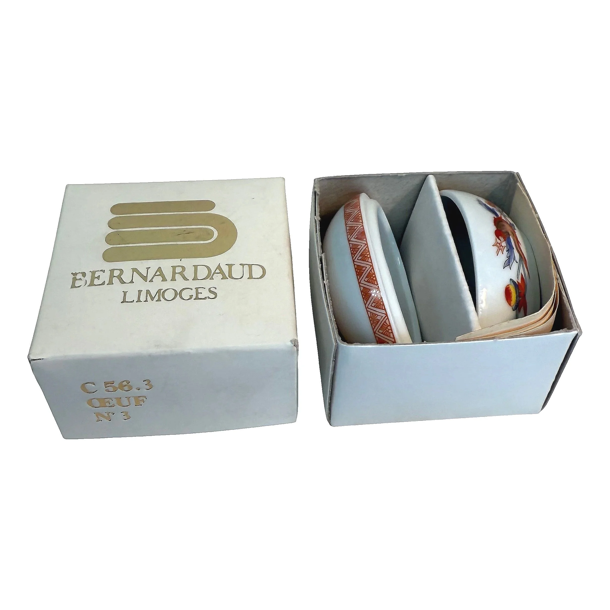 Vintage Bernardaud Limoges Fou-Tchéou Egg Trinket Box France, Box