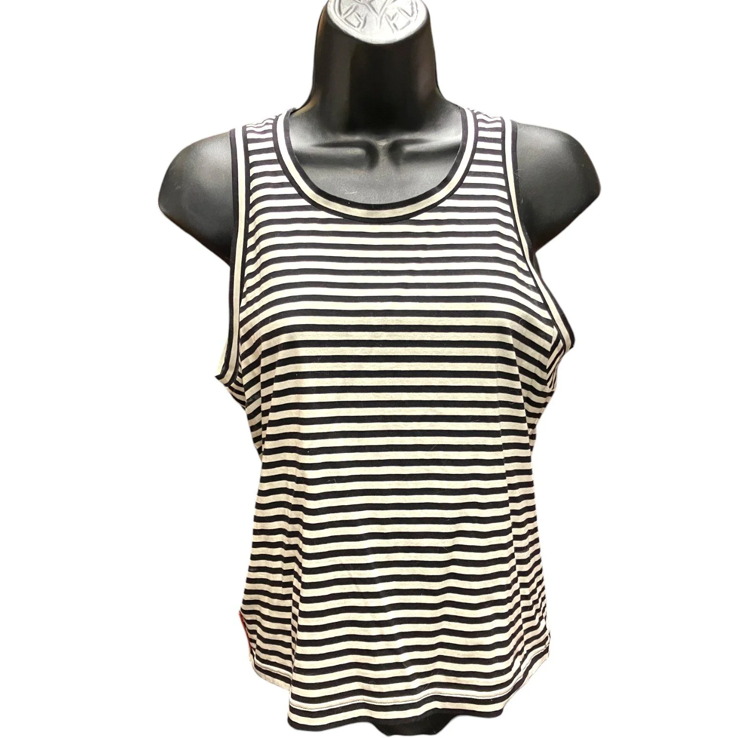 Prada Striped Tank Top, White / Black, Size L — Mercer Island