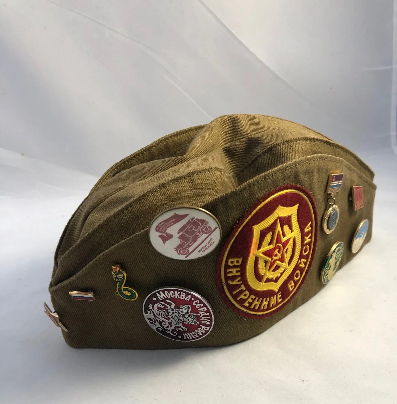 RUSSIAN SOUVENIR MILITARY HAT WITH PINS 
