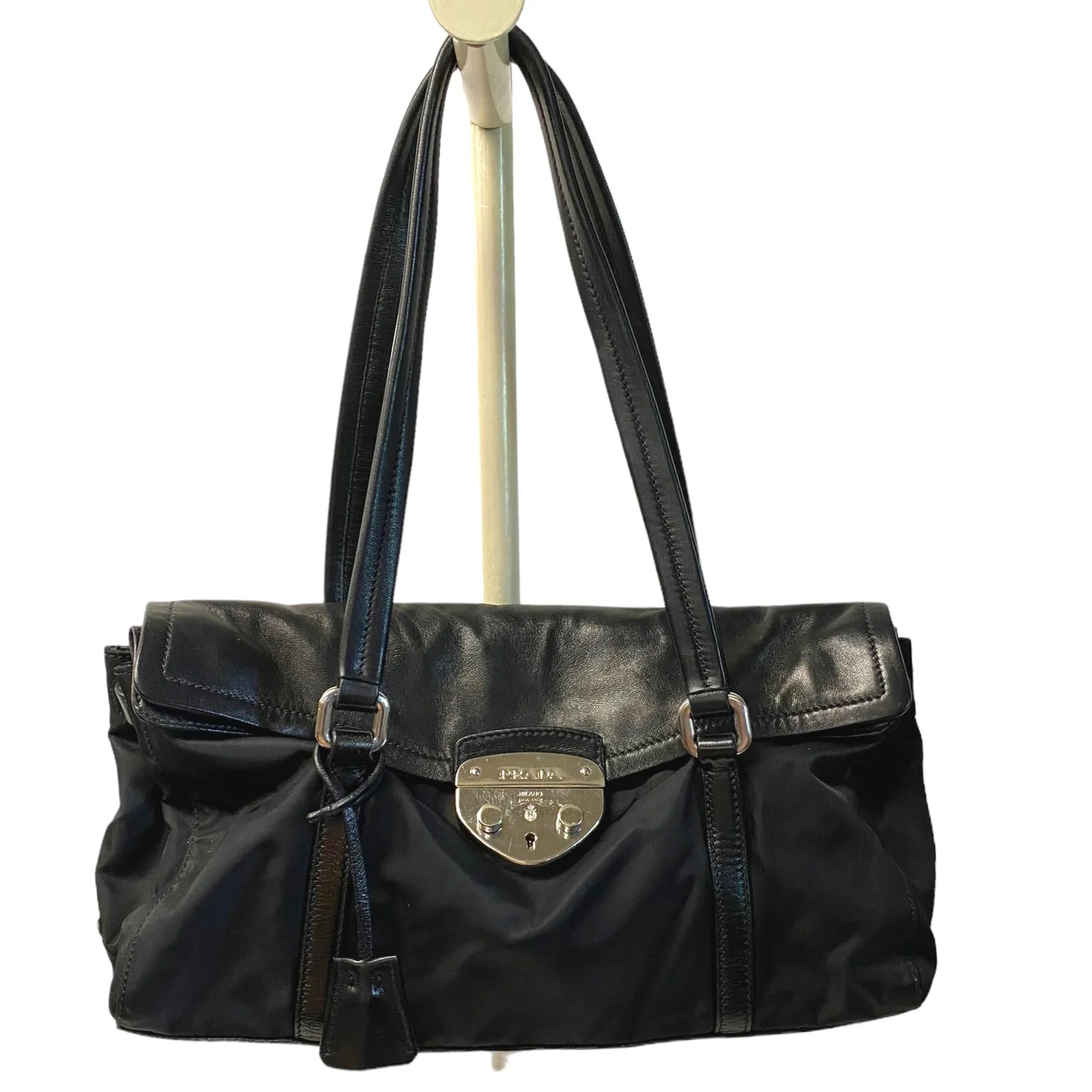 Prada - Women's Shoulder Bag - Black - Leather