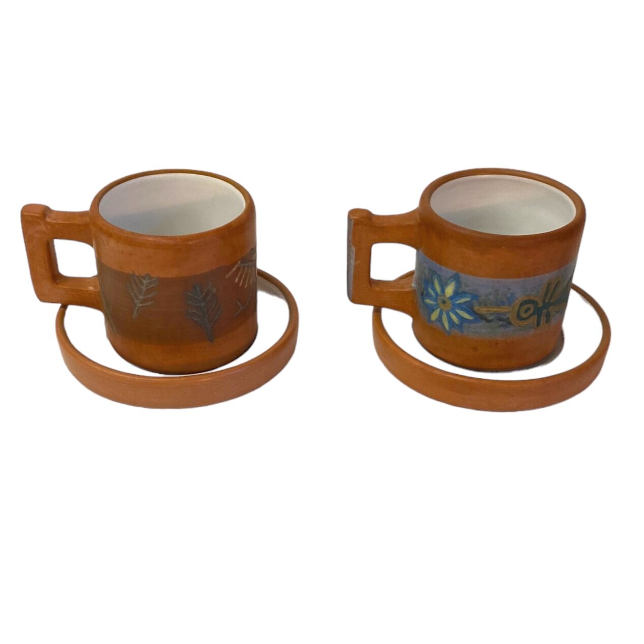 Set of Two Seminario Urubamba Cusco Peru Hand Painted 3 Coffee Mugs with  Saucers — Mercer Island Thrift Shop