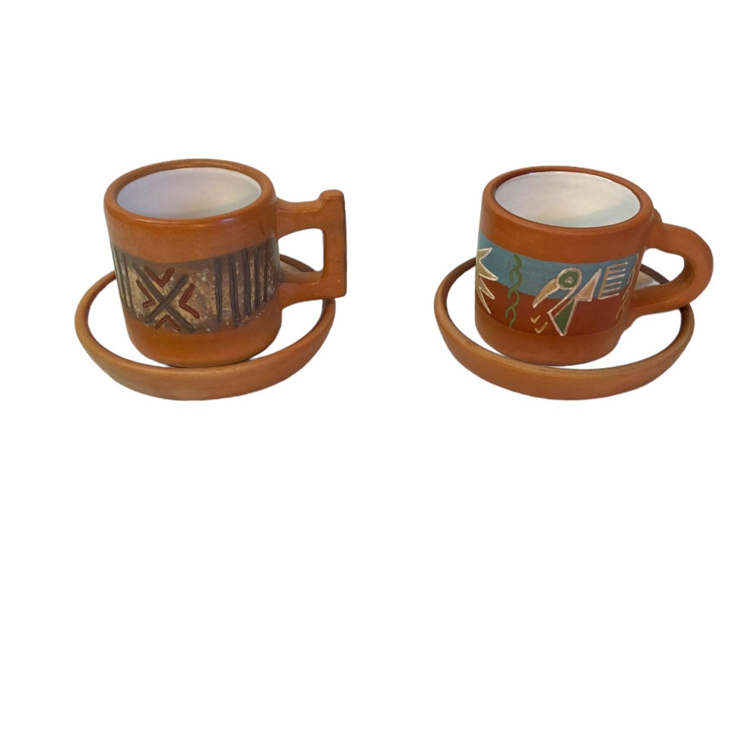 Set of Two Seminario Urubamba Cusco Peru Hand Painted Espresso Mugs with  Saucers — Mercer Island Thrift Shop