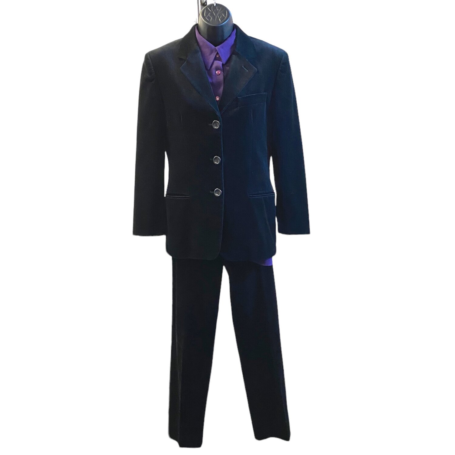Max Mara Black Cotton Velvet Pant Suit, Size 8 — Mercer Island Thrift Shop