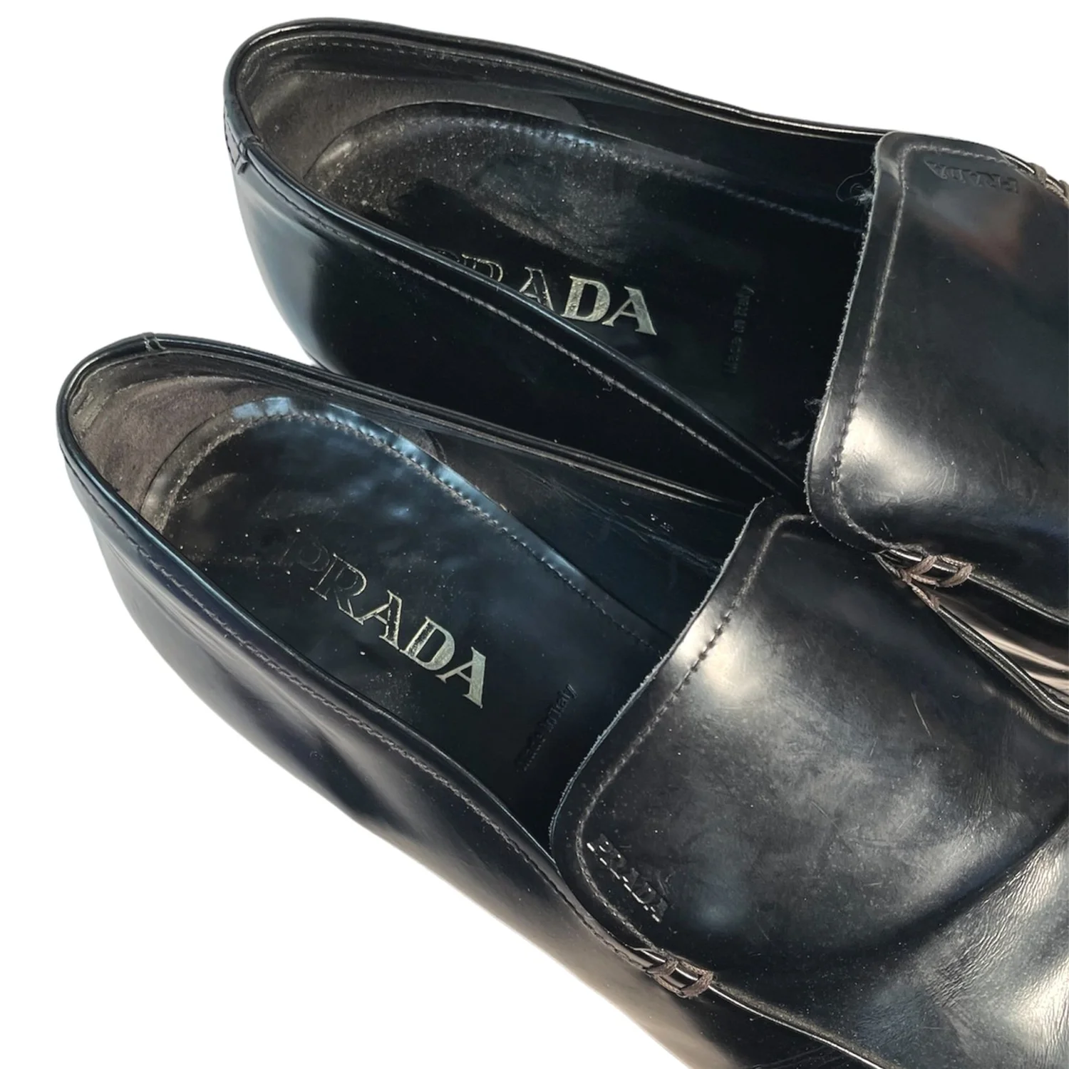 Prada Black Leather Square Toe Loafer - Men