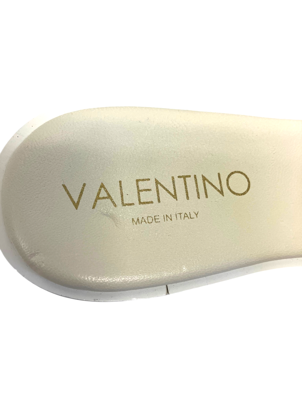 Mario Valentino 花瓶 パールホワイト Valentino by Mario Valentino Mia VLOGO Slide Sandal, Cream/Gold